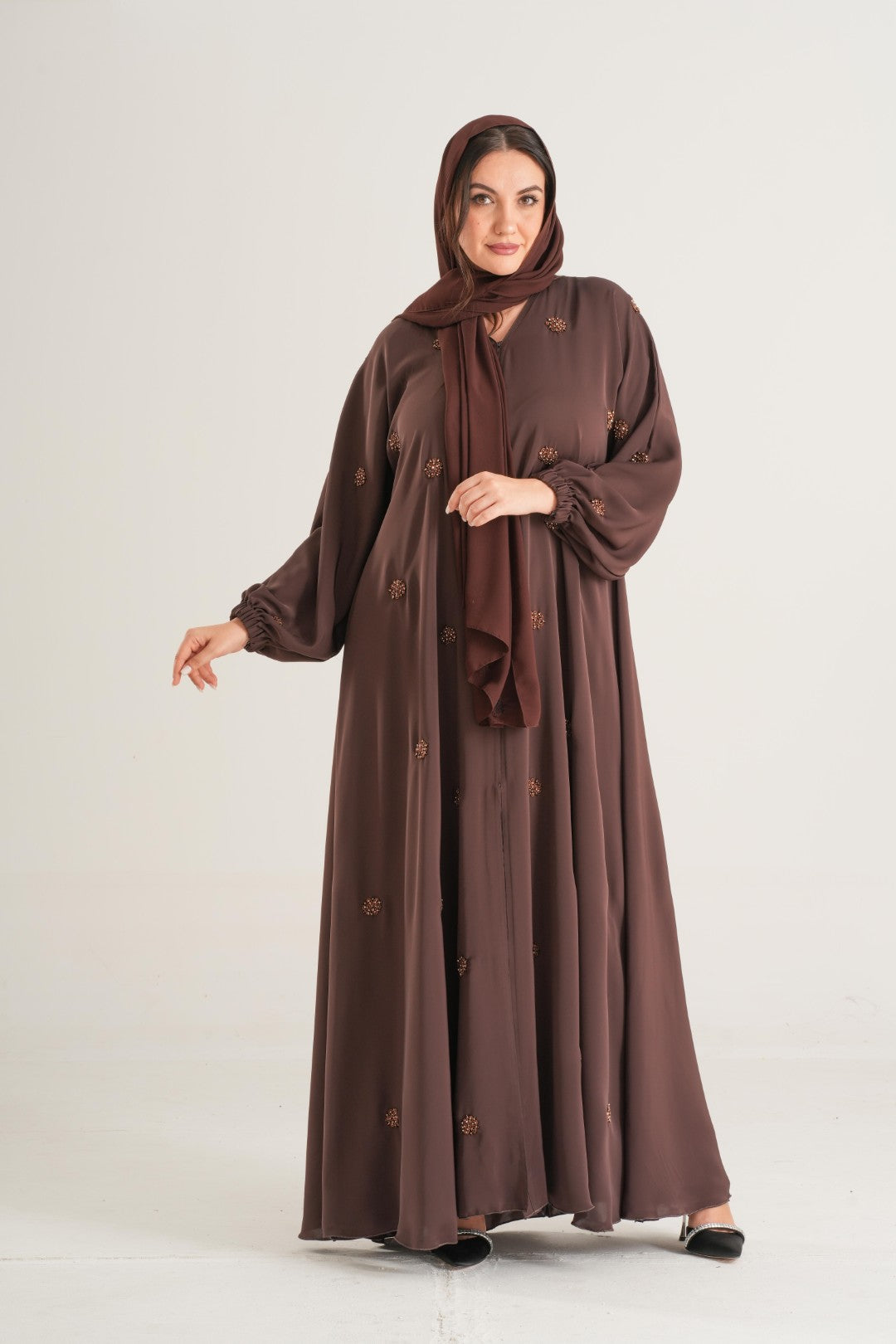Chocolate Brown Embellished Abaya