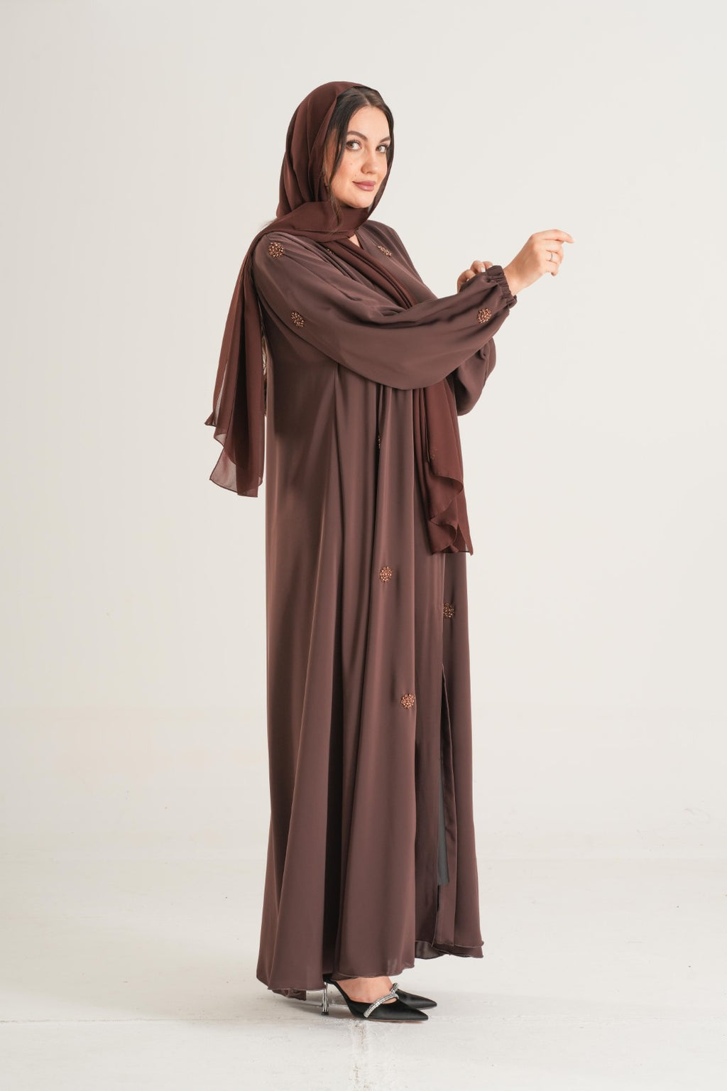 Chocolate Brown Embellished Abaya