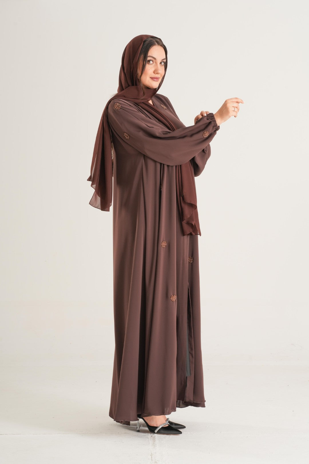 Chocolate Brown Embellished Abaya