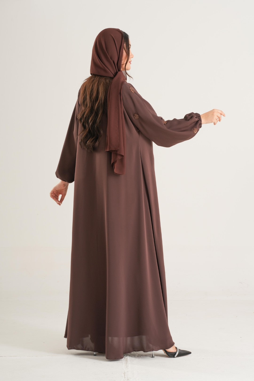 Chocolate Brown Embellished Abaya