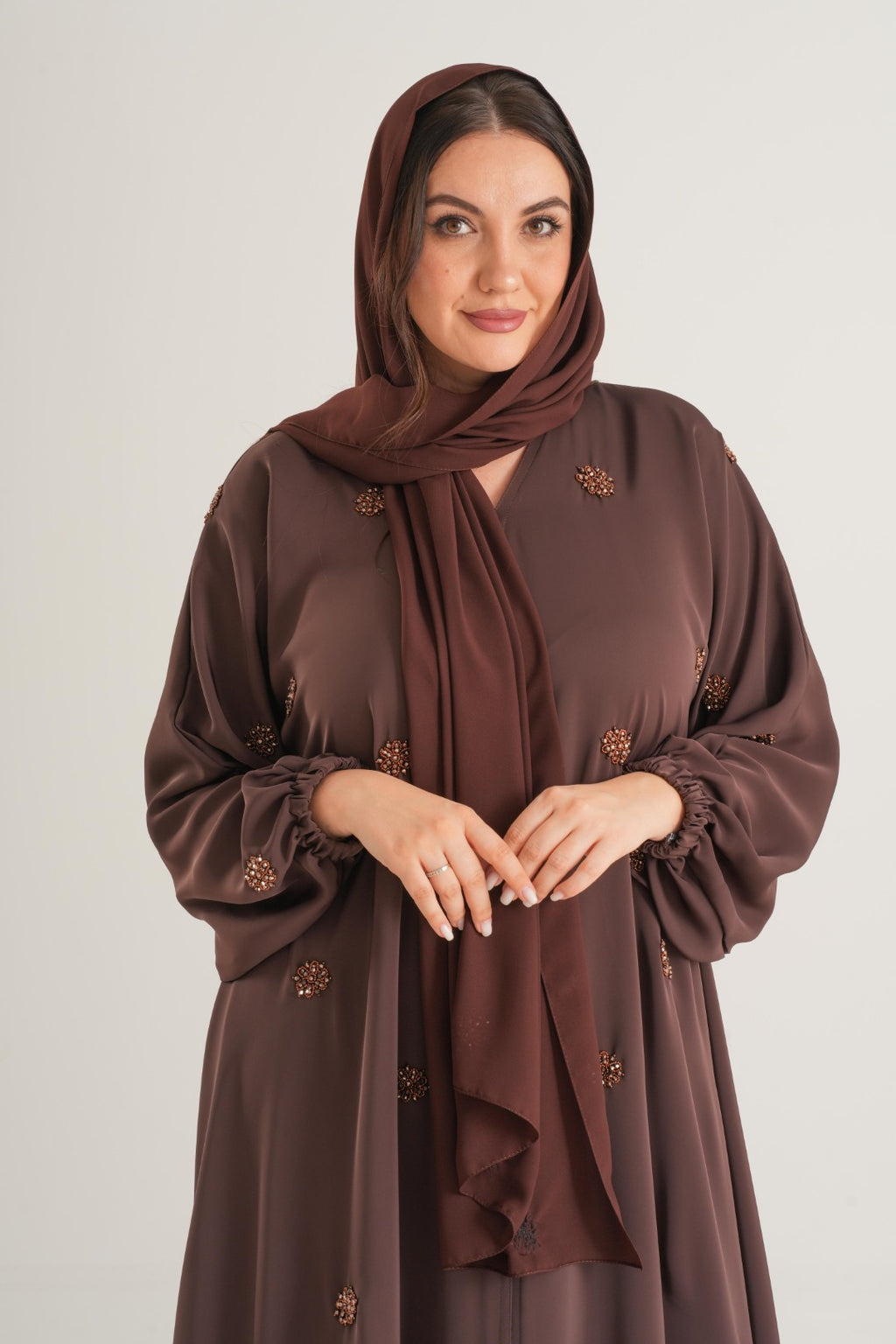 Chocolate Brown Embellished Abaya