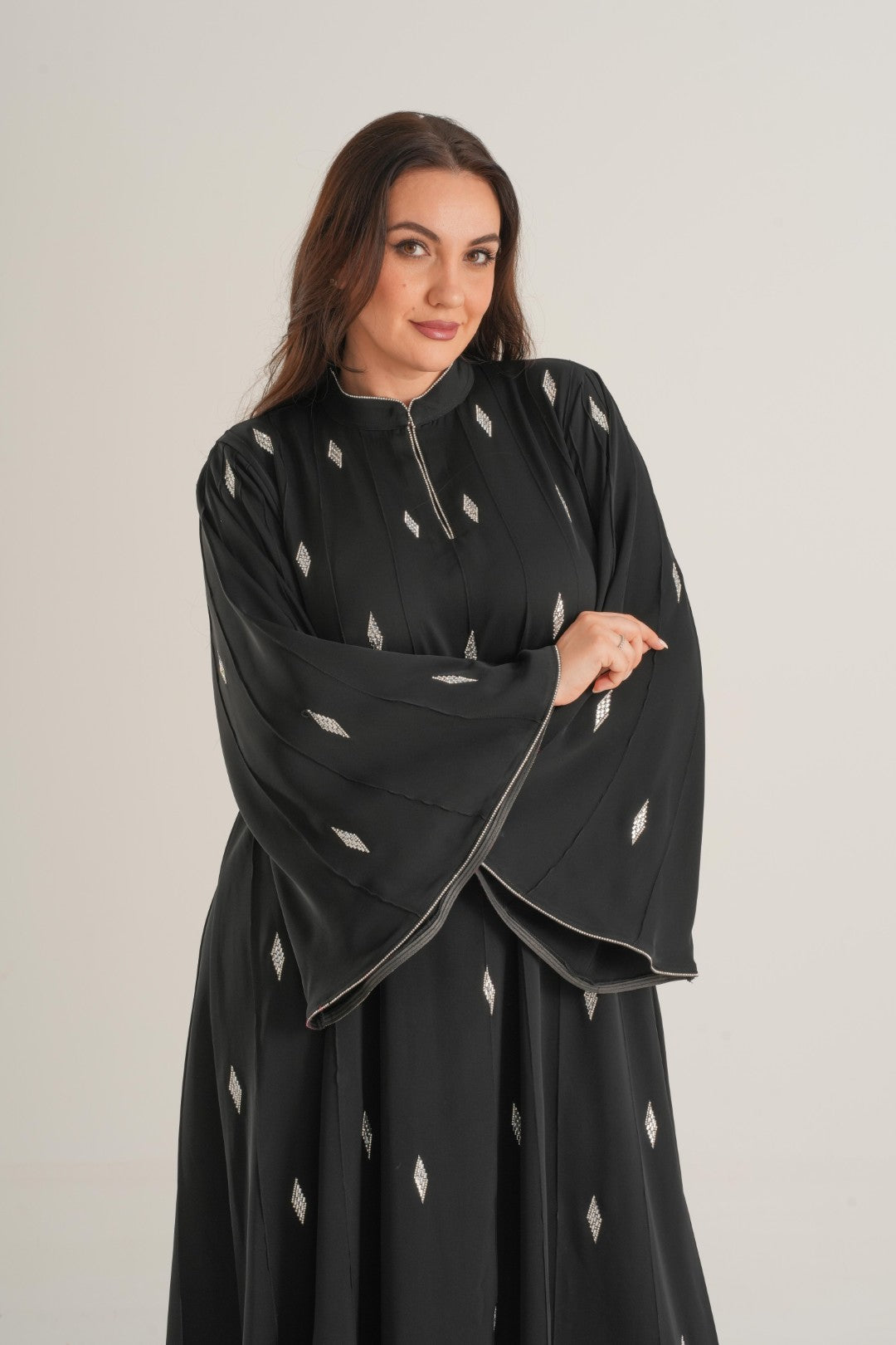 Black Techin Embellished Abaya