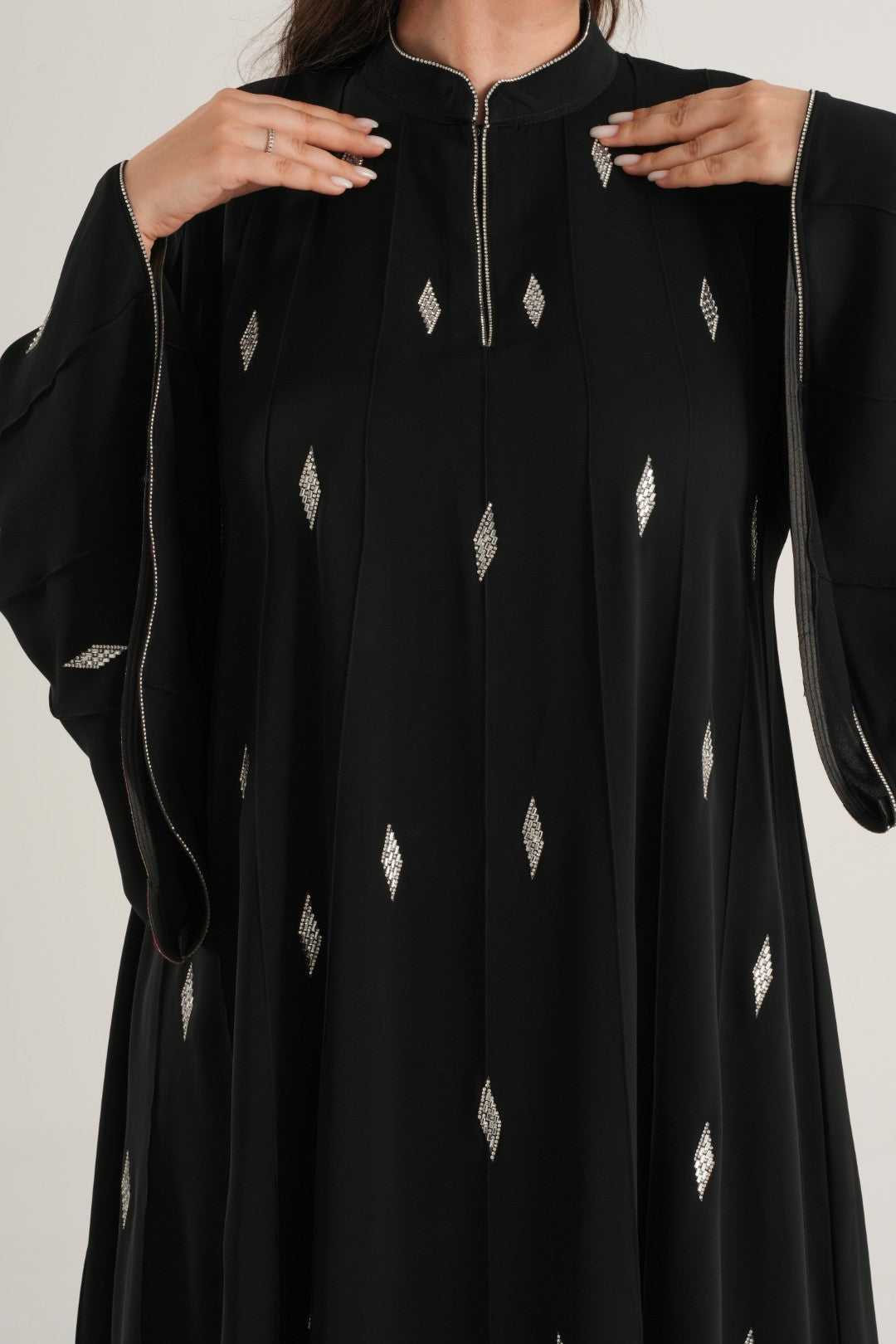 Black Techin Embellished Abaya