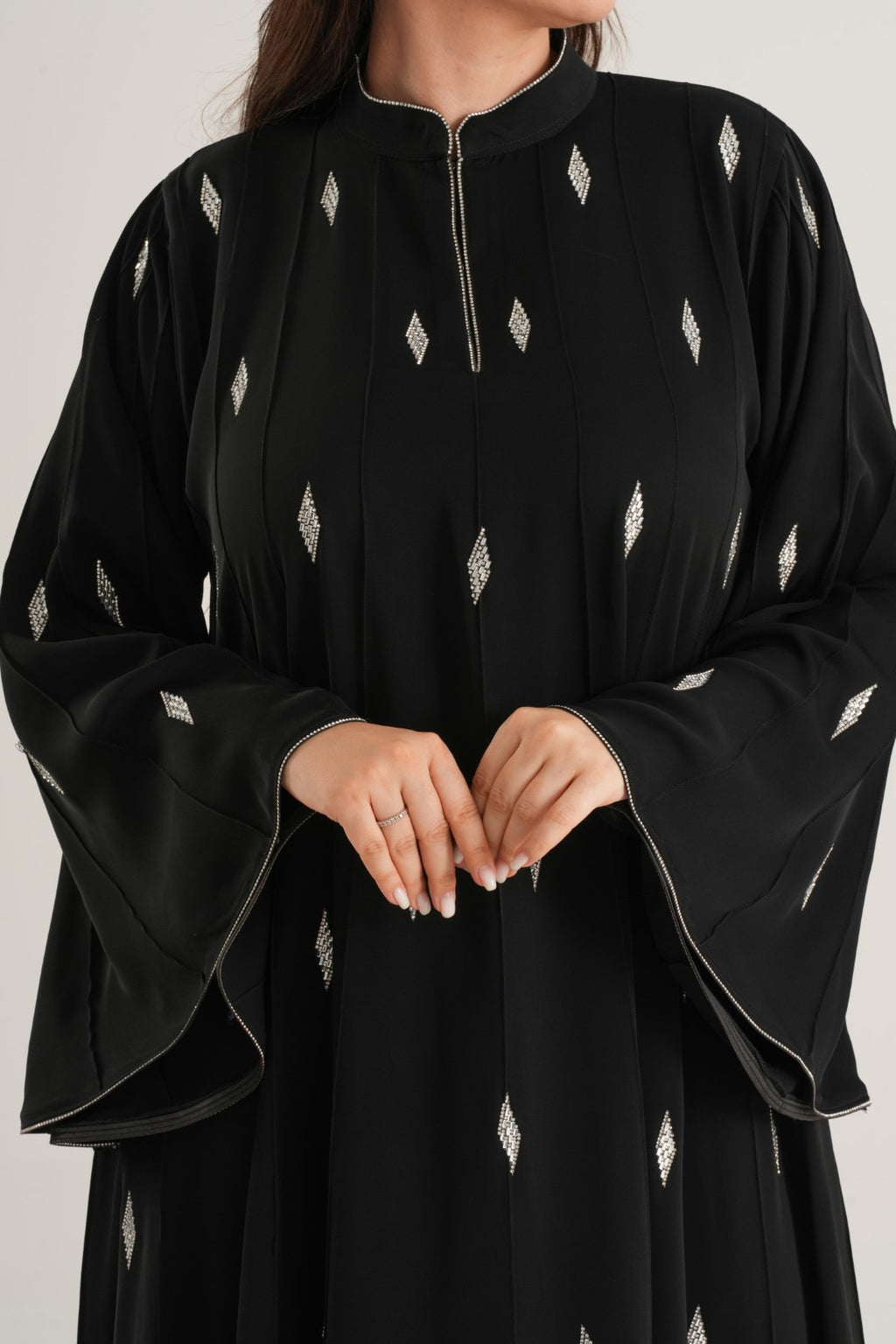 Black Techin Embellished Abaya