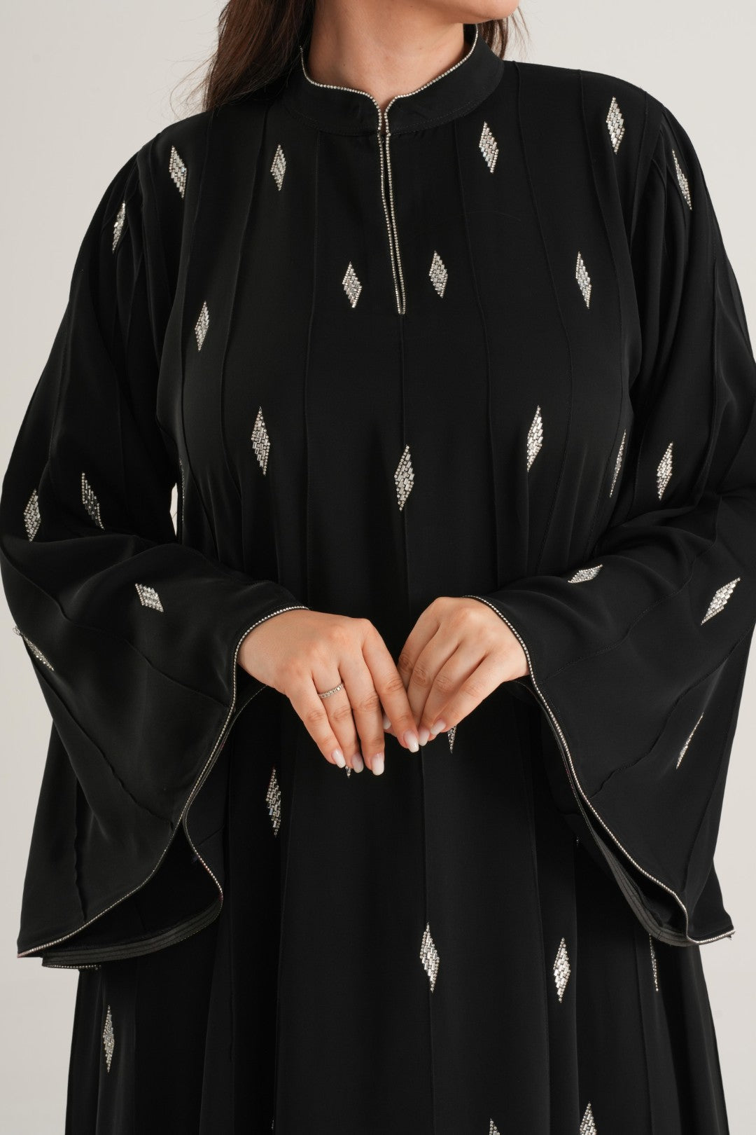 Black Techin Embellished Abaya