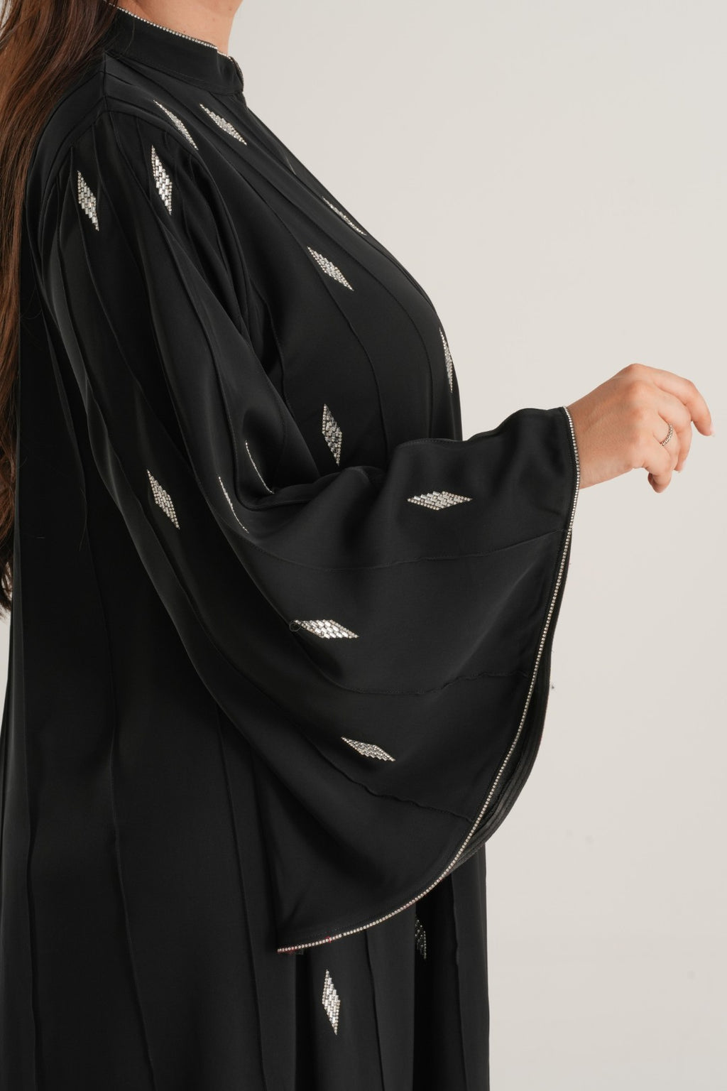 Black Techin Embellished Abaya