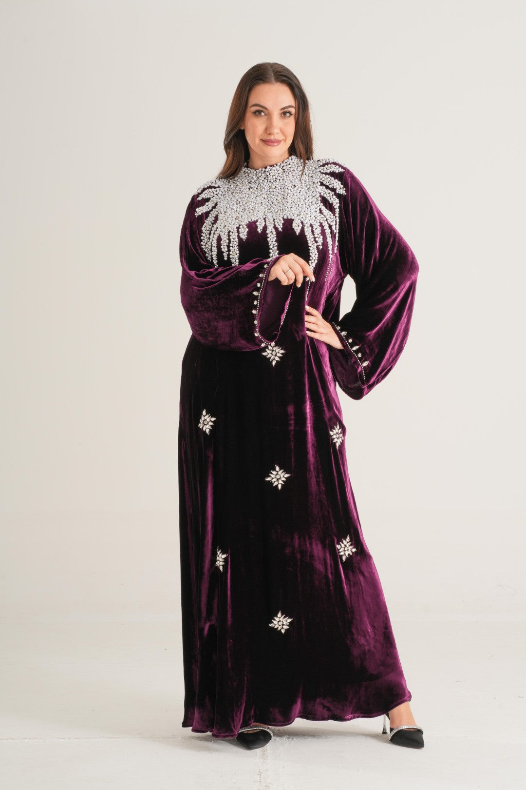 Belur Pearl Cascade Embellished Abaya