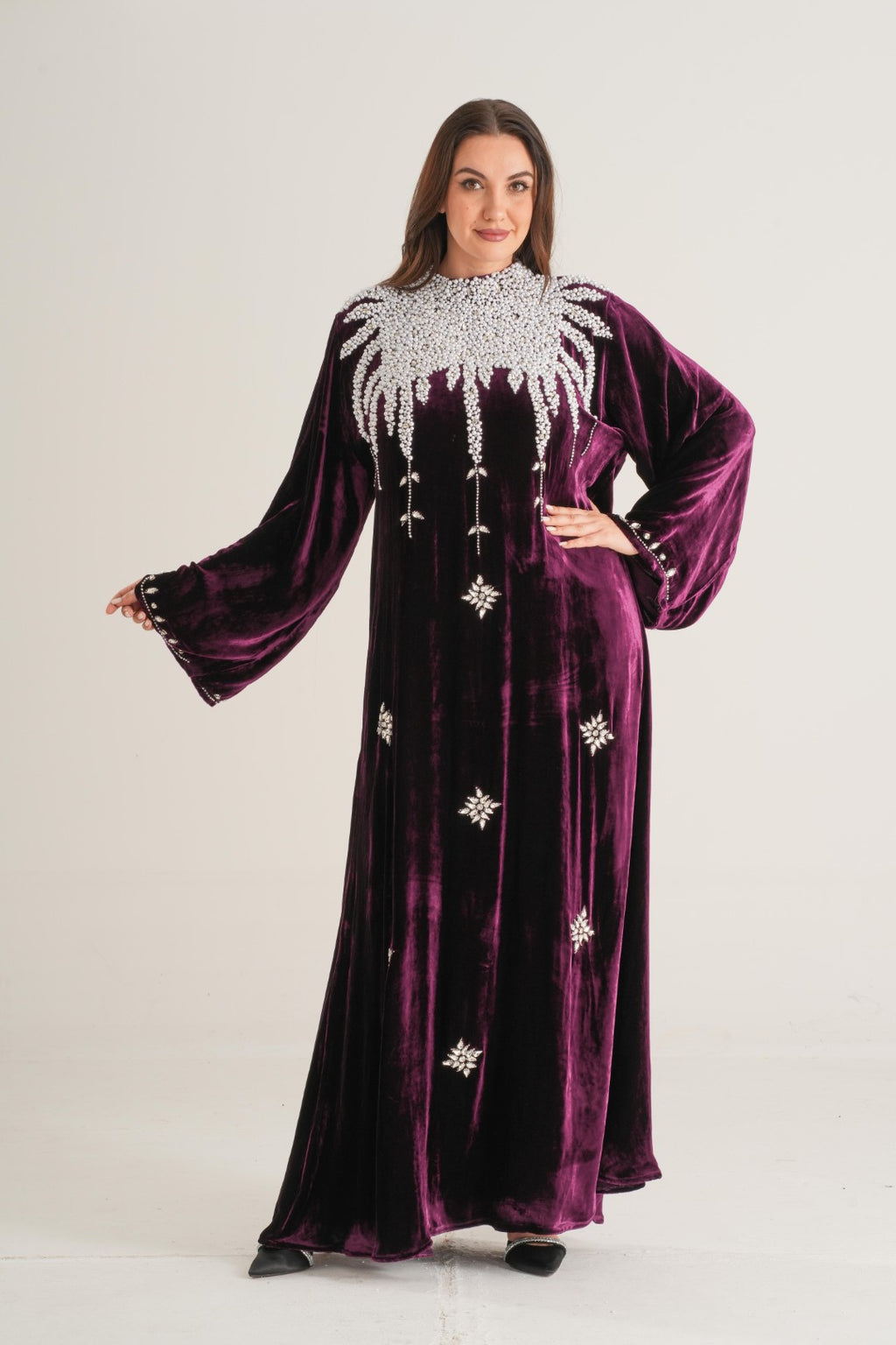 Belur Pearl Cascade Embellished Abaya