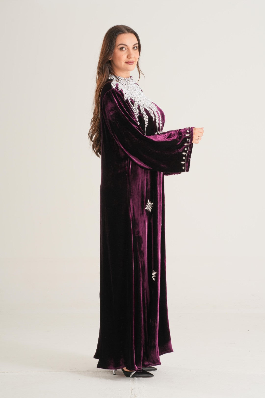 Belur Pearl Cascade Embellished Abaya