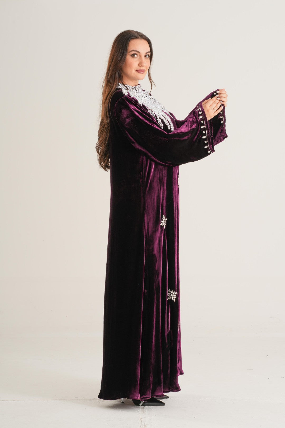 Belur Pearl Cascade Embellished Abaya