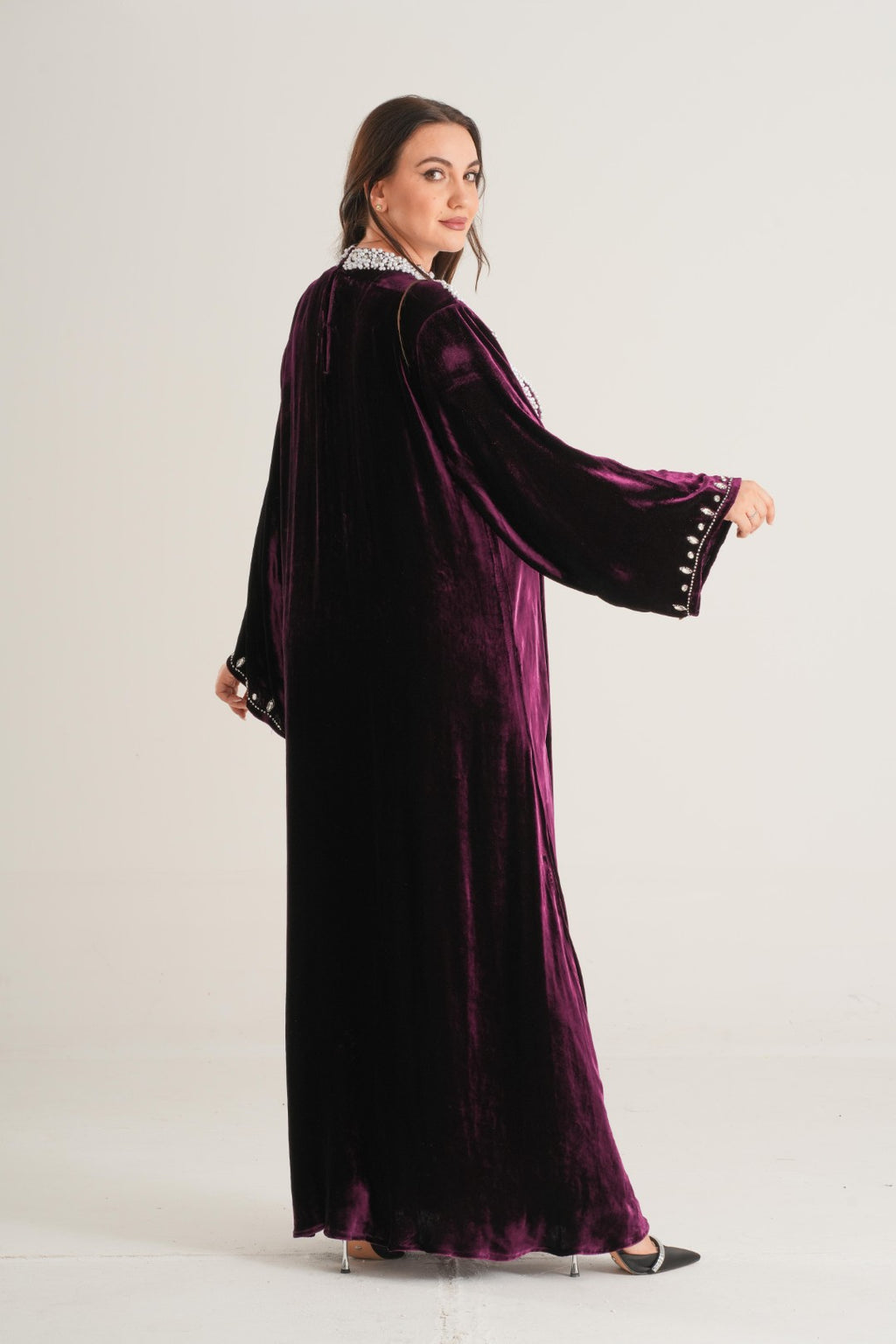Belur Pearl Cascade Embellished Abaya