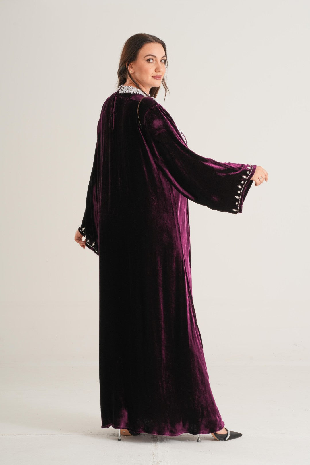 Belur Pearl Cascade Embellished Abaya