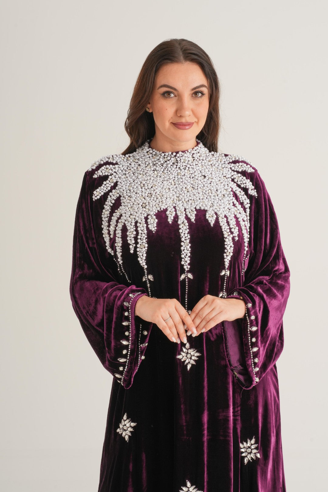 Belur Pearl Cascade Embellished Abaya