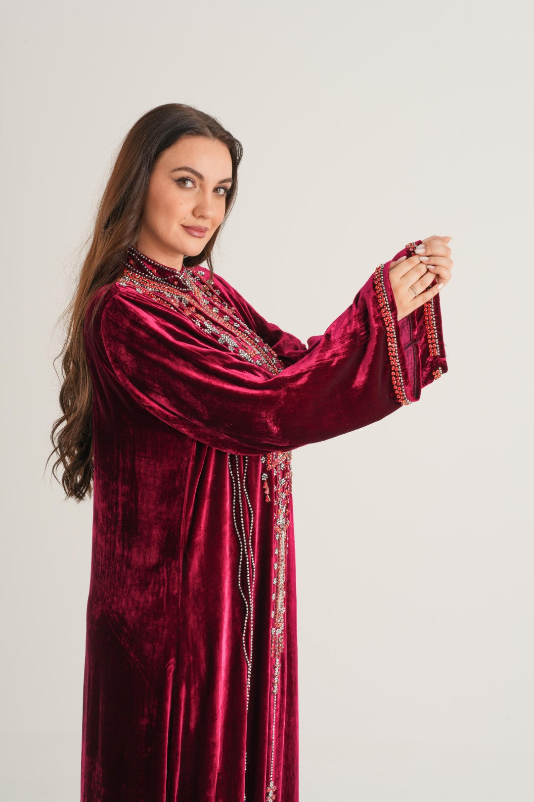 Belur Ruby Majesty Embellished Abaya