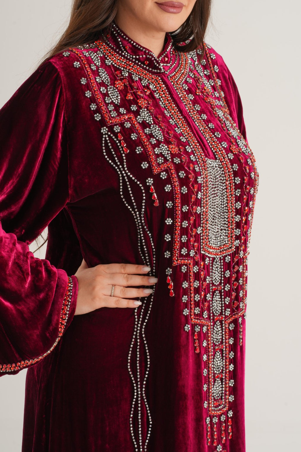 Belur Ruby Majesty Embellished Abaya