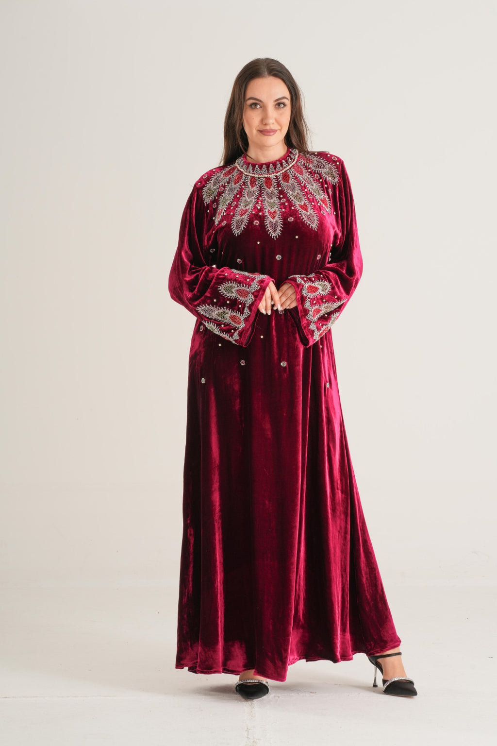 Belur Velvet Embellished Abaya