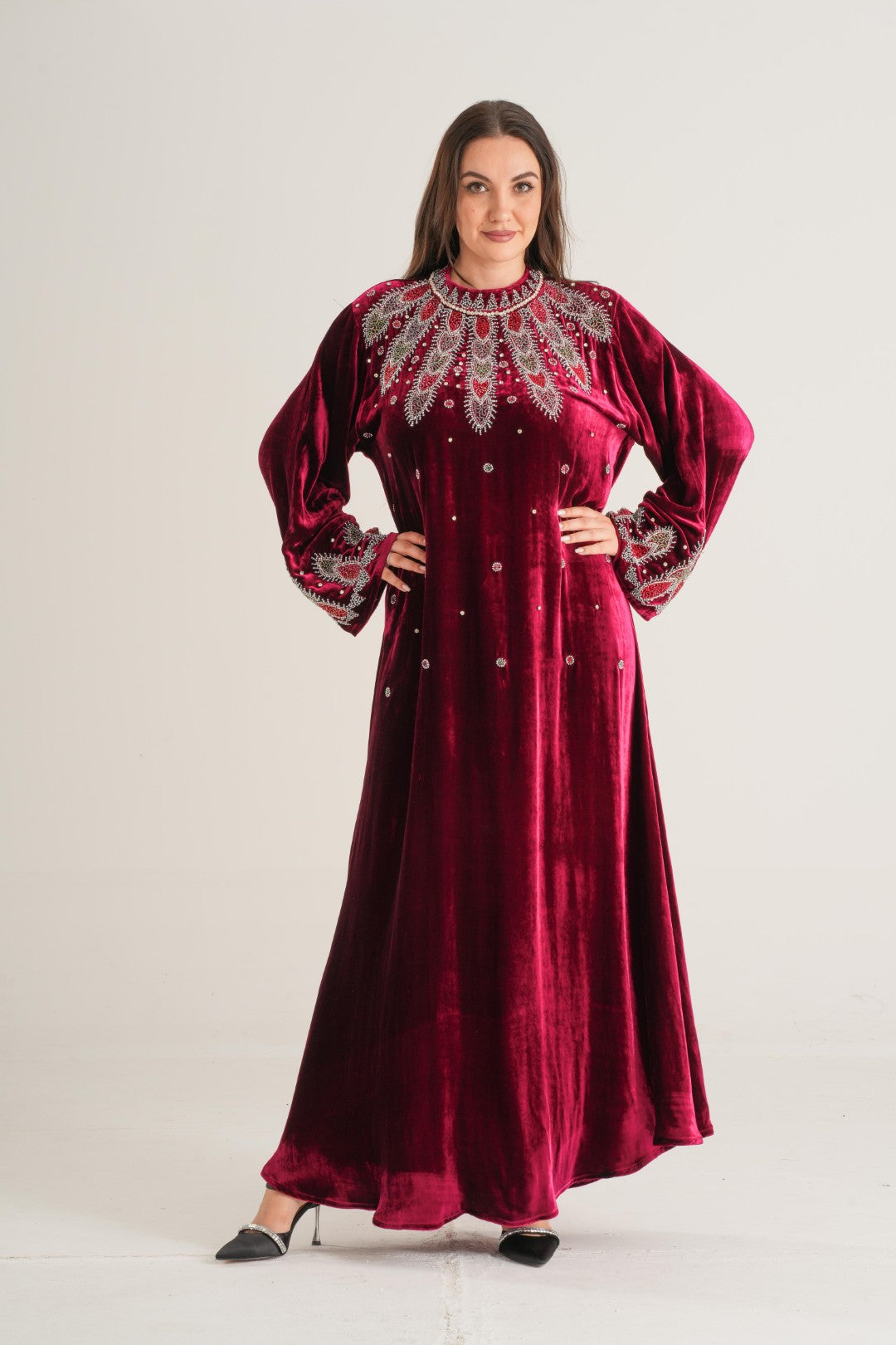 Belur Velvet Embellished Abaya