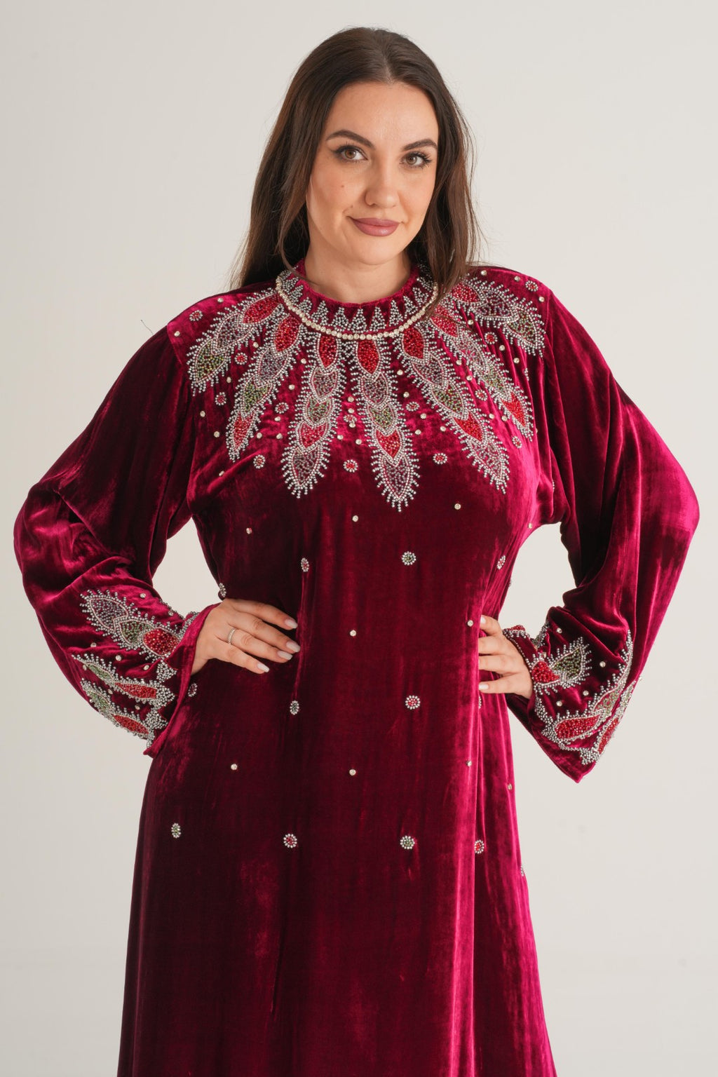 Belur Velvet Embellished Abaya