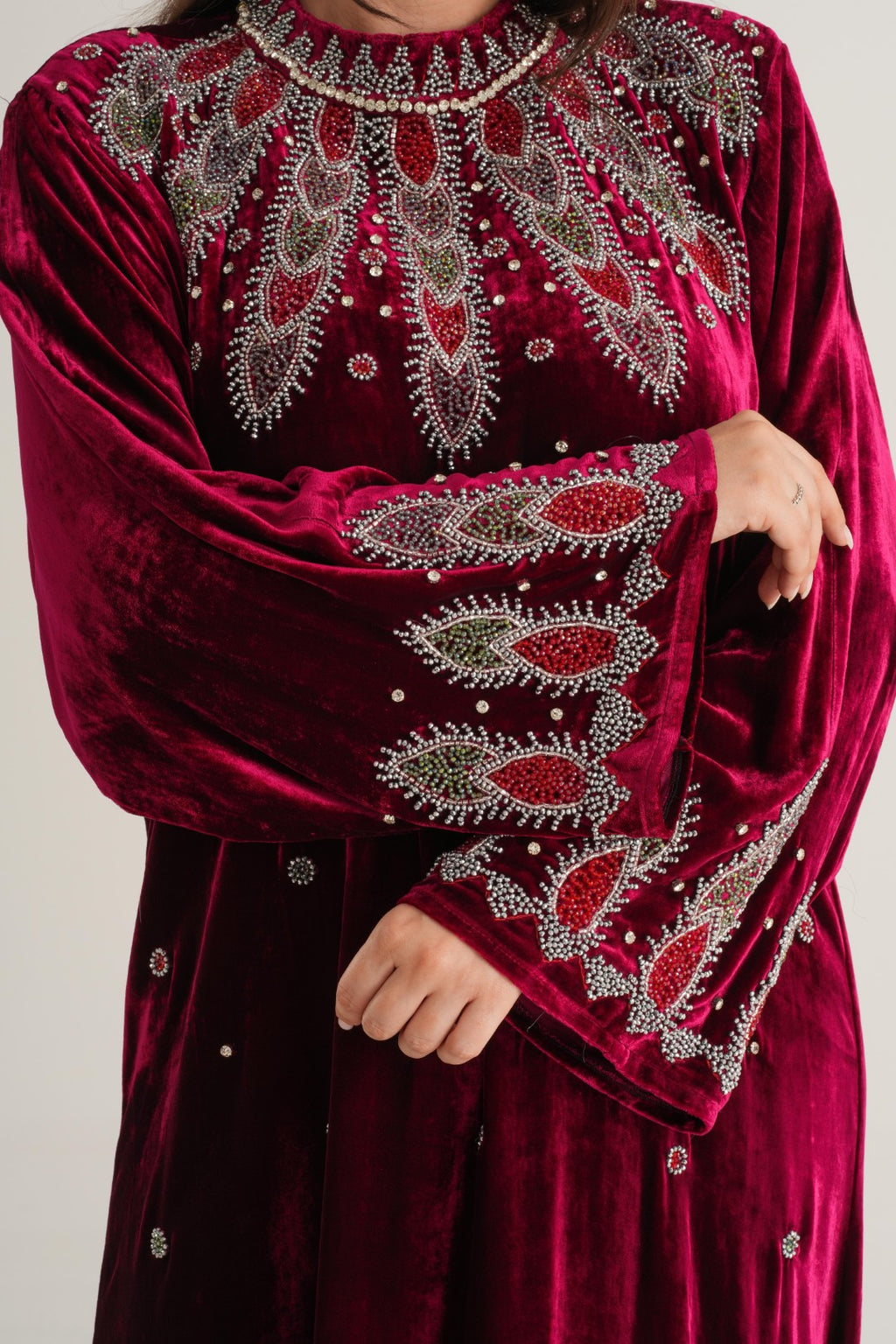 Belur Velvet Embellished Abaya
