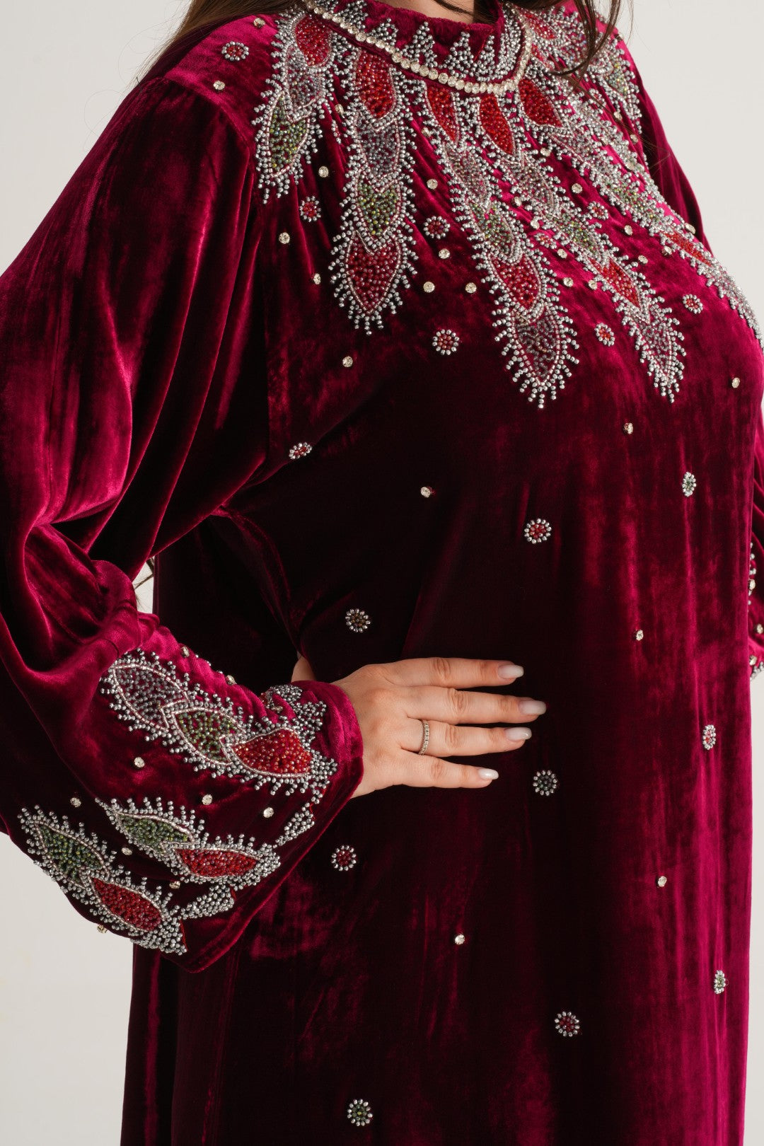 Belur Velvet Embellished Abaya