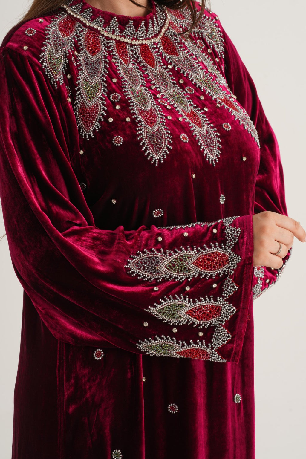Belur Velvet Embellished Abaya